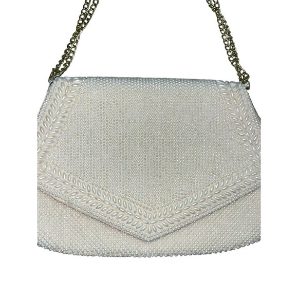 Beaded Purse Used Cream Formal Special Occasion - Picture 3 of 16